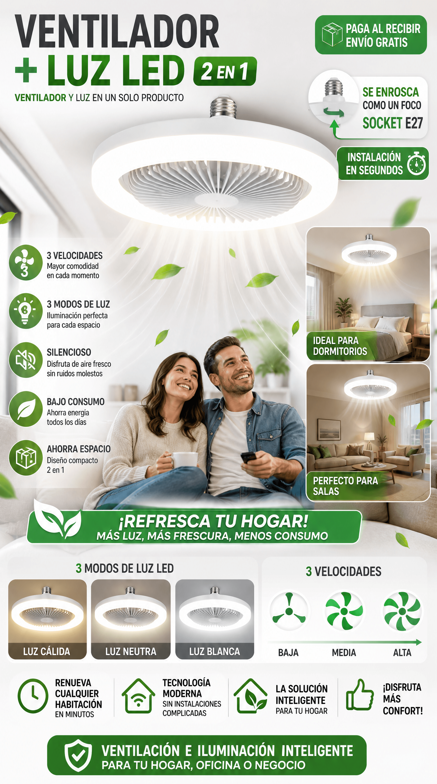 VENTILADOR DE TECHO 2 EN 1