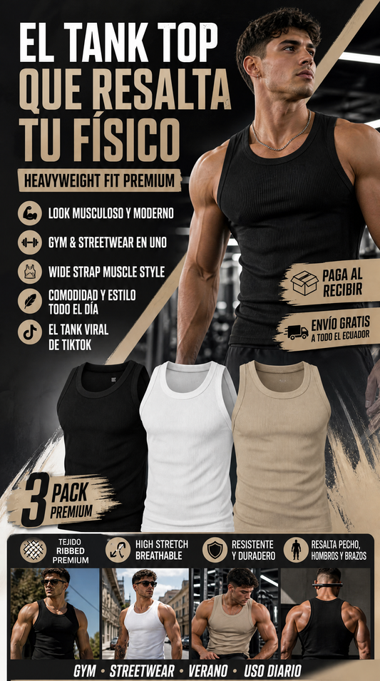 PACK 3 CAMISETAS SIN MANGA